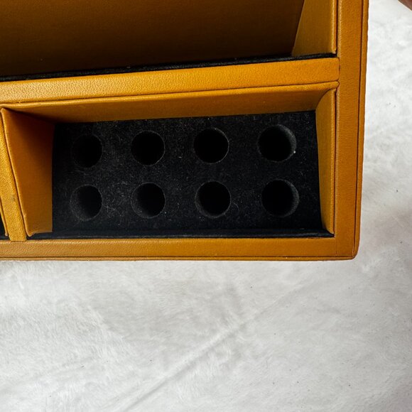 Levenger Morgan Full Grain Tan Smooth Leather Desk Top Organizer Caddy Office - Picture 14 of 15